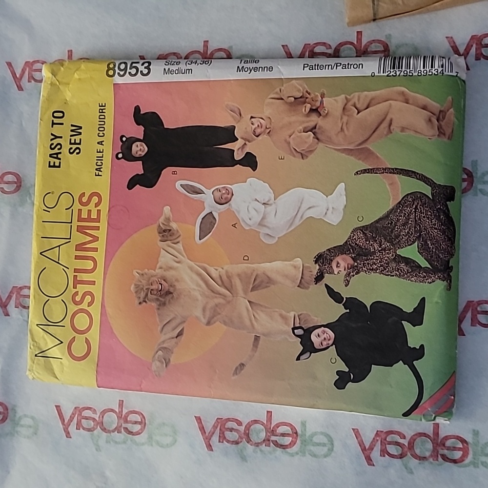 McCall's Adult Kids Animal Costumes Sewing Pattern 8953 Used 1997 Vintage